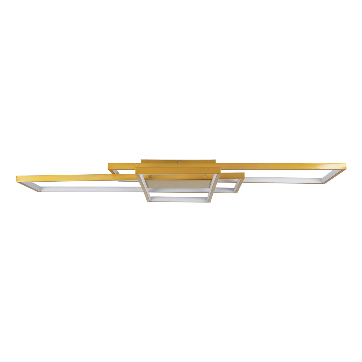 GLOBOSTAR® QUADRA 61390 Μοντέρνο Φωτιστικό Οροφής LED 120W 14400lm 120° AC 220-240V IP20 Ρυθμιζόμενο Λευκό CCT με Χειριστήριο από 2700K έως 6000K Dimmable - Lumileds SMD Chip - Χρυσό Βούρτσας - Μ105 x Π60 x Υ19cm - 3 Χρόνια Εγγύηση