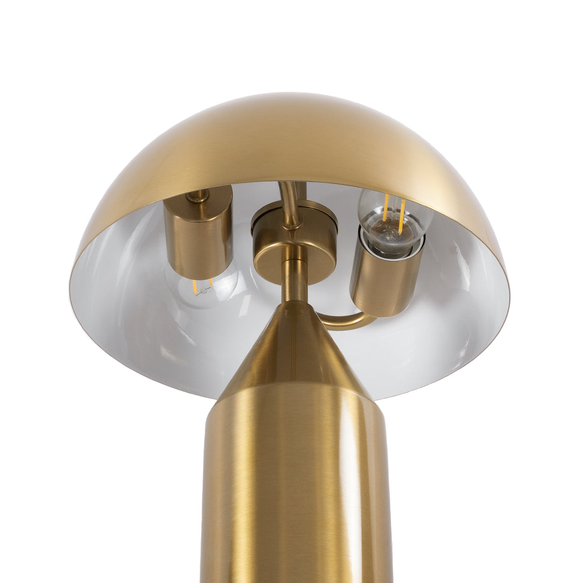 GloboStar® URANUS-S 61451 Μοντέρνο Επιτραπέζιο Φωτιστικό Πορτατίφ Δίφωτο 2 x E27 AC220-240V IP20 - Φ25 x Υ39cm - Χρυσό Πλατίνα Μεταλλικό Καμπάνα με Διακόπτη On/Off - 5 Χρόνια Εγγύηση - ledmania.gr