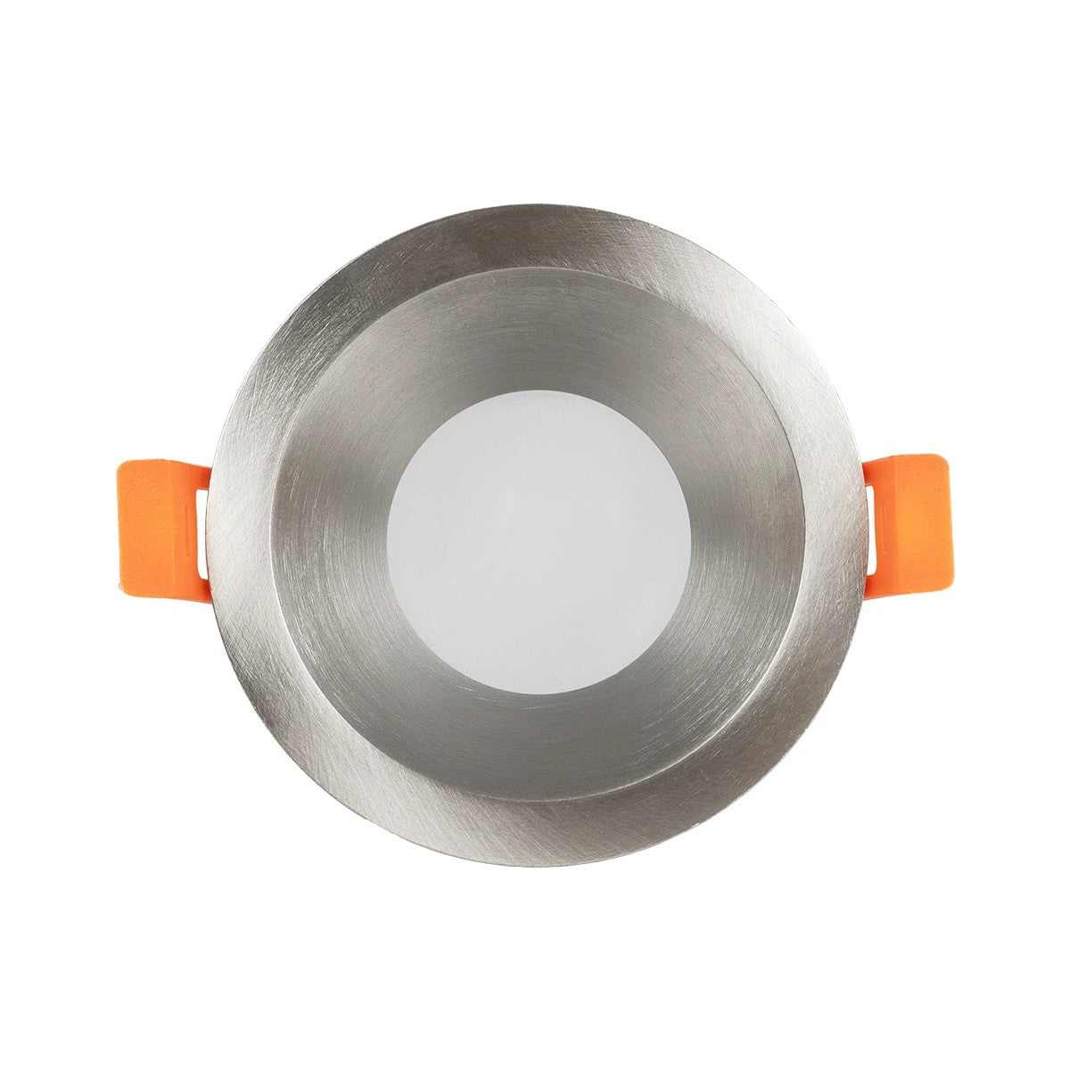GLOBOSTAR® SIGMA 61461 Χωνευτή Στρόγγυλη Βάση Σποτ Οροφής/Μπάνιου για Λάμπα MR16/GU10 Αδιάβροχο IP65 - Νίκελ Βούρτσας Αλουμίνιο & Λευκό Γυαλί - Φ8.5 x Υ4.4cm / Q7.5cm - ledmania.gr
