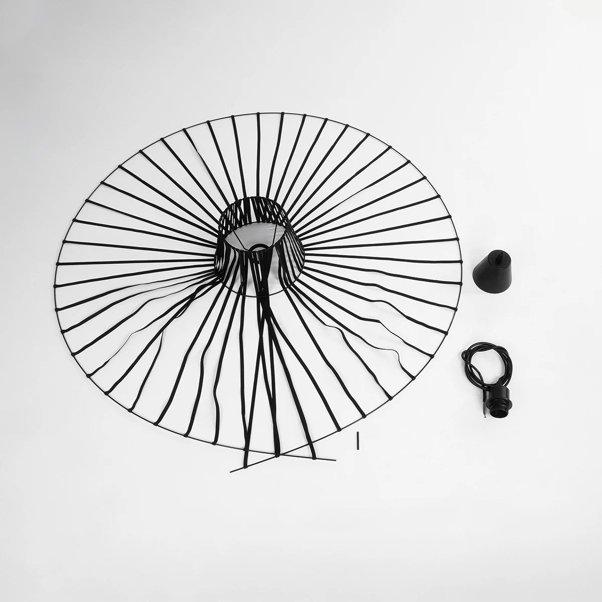 GloboStar® LUMINOVA 61467 Μοντέρνο Κρεμαστό Φωτιστικό Πλέγμα Μονόφωτο 1 x E27 IP20 Μαύρο Σχοινί με Μαύρο Σύρμα - Μ100 x Π100 x Υ30cm - ledmania.gr