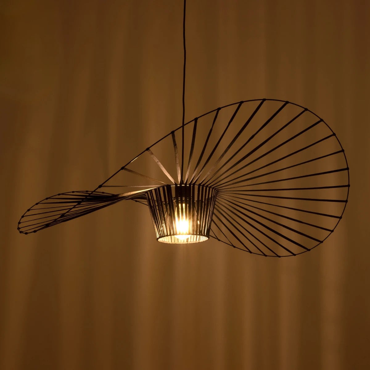 GloboStar® LUMINOVA 61467 Μοντέρνο Κρεμαστό Φωτιστικό Πλέγμα Μονόφωτο 1 x E27 IP20 Μαύρο Σχοινί με Μαύρο Σύρμα - Μ100 x Π100 x Υ30cm - ledmania.gr