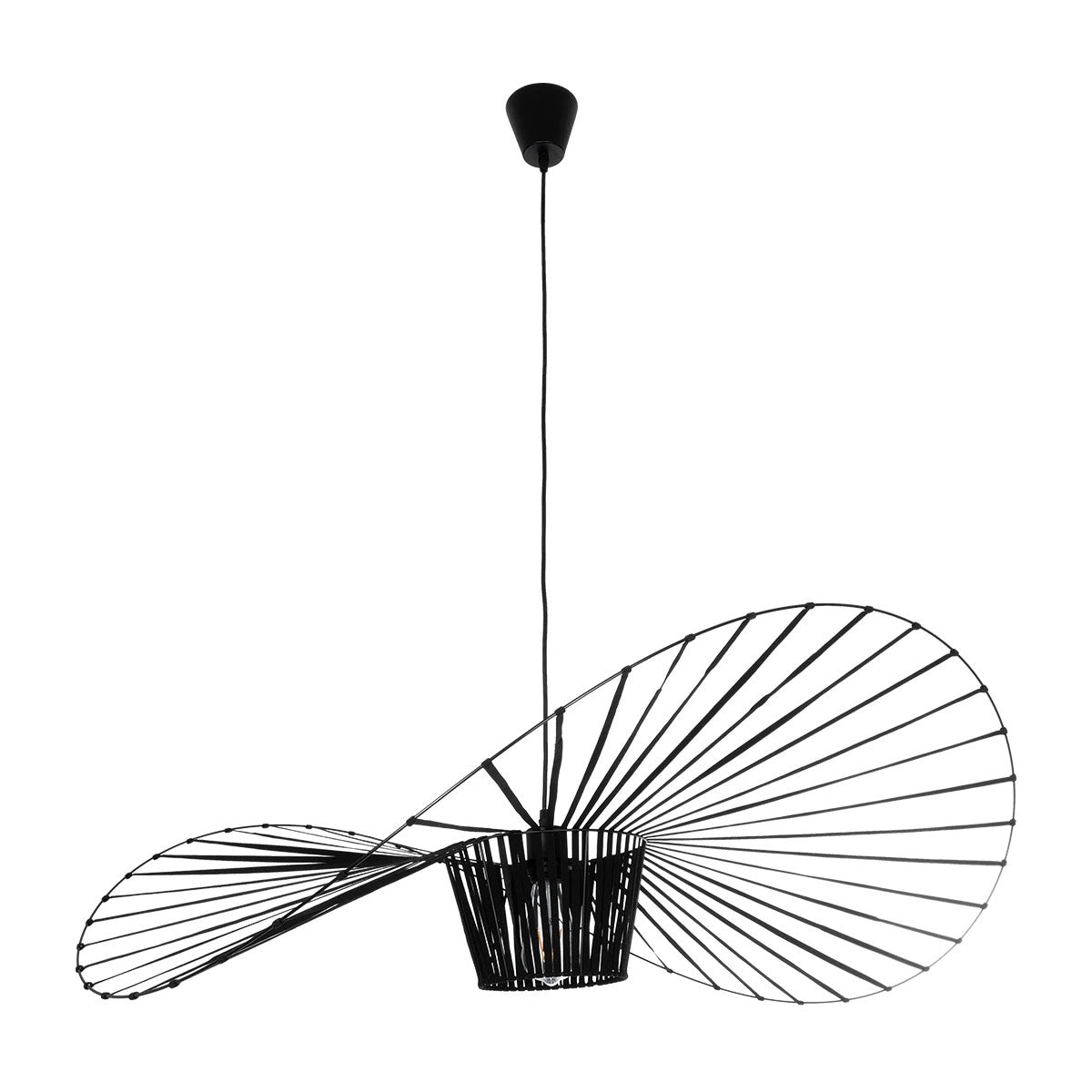 GloboStar® LUMINOVA 61467 Μοντέρνο Κρεμαστό Φωτιστικό Πλέγμα Μονόφωτο 1 x E27 IP20 Μαύρο Σχοινί με Μαύρο Σύρμα - Μ100 x Π100 x Υ30cm - ledmania.gr