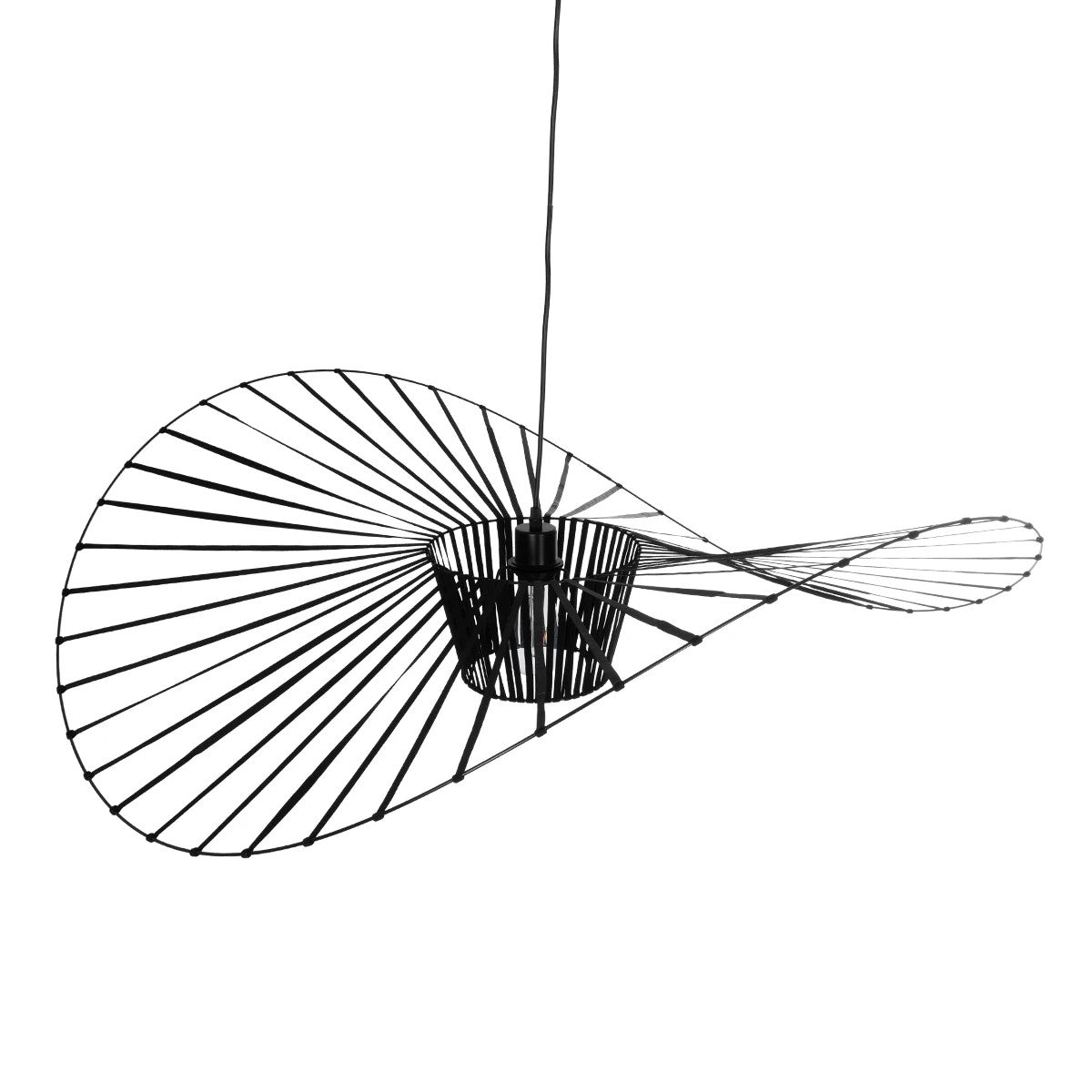 GloboStar® LUMINOVA 61467 Μοντέρνο Κρεμαστό Φωτιστικό Πλέγμα Μονόφωτο 1 x E27 IP20 Μαύρο Σχοινί με Μαύρο Σύρμα - Μ100 x Π100 x Υ30cm - ledmania.gr