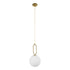 GloboStar® BELLISSIMO 61486 Μοντέρνο Κρεμαστό Φωτιστικό Οροφής Μονόφωτο 1 x E27 Γαλακτερή Γυάλινη Μπάλα με Μεταλλικό Επιχρυσωμενό Πλατίνα Σώμα Φ20 x Υ42cm - ledmania.gr