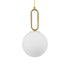 GloboStar® BELLISSIMO 61486 Μοντέρνο Κρεμαστό Φωτιστικό Οροφής Μονόφωτο 1 x E27 Γαλακτερή Γυάλινη Μπάλα με Μεταλλικό Επιχρυσωμενό Πλατίνα Σώμα Φ20 x Υ42cm - ledmania.gr