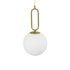 GloboStar® BELLISSIMO 61486 Μοντέρνο Κρεμαστό Φωτιστικό Οροφής Μονόφωτο 1 x E27 Γαλακτερή Γυάλινη Μπάλα με Μεταλλικό Επιχρυσωμενό Πλατίνα Σώμα Φ20 x Υ42cm - ledmania.gr