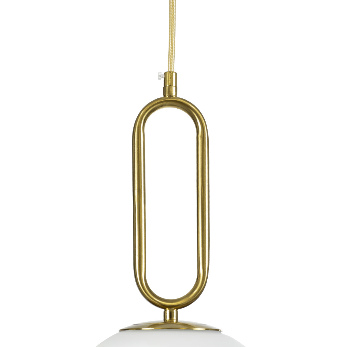 GloboStar® BELLISSIMO 61486 Μοντέρνο Κρεμαστό Φωτιστικό Οροφής Μονόφωτο 1 x E27 Γαλακτερή Γυάλινη Μπάλα με Μεταλλικό Επιχρυσωμενό Πλατίνα Σώμα Φ20 x Υ42cm - ledmania.gr