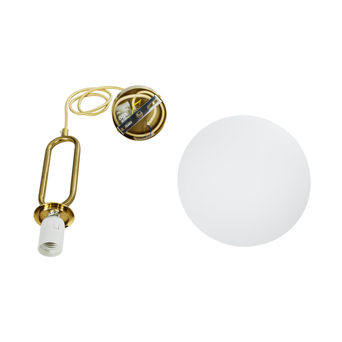 GloboStar® BELLISSIMO 61486 Μοντέρνο Κρεμαστό Φωτιστικό Οροφής Μονόφωτο 1 x E27 Γαλακτερή Γυάλινη Μπάλα με Μεταλλικό Επιχρυσωμενό Πλατίνα Σώμα Φ20 x Υ42cm - ledmania.gr