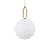 GloboStar® BELLISSIMO 61487 Μοντέρνο Κρεμαστό Φωτιστικό Οροφής Μονόφωτο 1 x E27 Γαλακτερή Γυάλινη Μπάλα με Μεταλλικό Επιχρυσωμενό Πλατίνα Σώμα Φ30 x Υ52cm - ledmania.gr