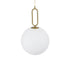 GloboStar® BELLISSIMO 61487 Μοντέρνο Κρεμαστό Φωτιστικό Οροφής Μονόφωτο 1 x E27 Γαλακτερή Γυάλινη Μπάλα με Μεταλλικό Επιχρυσωμενό Πλατίνα Σώμα Φ30 x Υ52cm - ledmania.gr