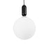 GloboStar® ESTETICO 61496 Μοντέρνο Κρεμαστό Φωτιστικό Οροφής Μονόφωτο 1 x E27 Γαλακτερή Γυάλινη Μπάλα με Μεταλλικό Μαύρο Ματ Σώμα Φ30 x Υ48cm - ledmania.gr