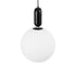 GloboStar® ESTETICO 61496 Μοντέρνο Κρεμαστό Φωτιστικό Οροφής Μονόφωτο 1 x E27 Γαλακτερή Γυάλινη Μπάλα με Μεταλλικό Μαύρο Ματ Σώμα Φ30 x Υ48cm - ledmania.gr