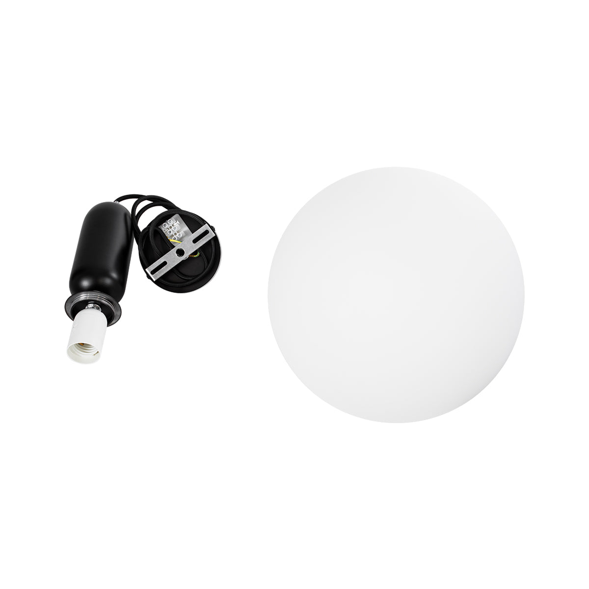 GloboStar® ESTETICO 61496 Μοντέρνο Κρεμαστό Φωτιστικό Οροφής Μονόφωτο 1 x E27 Γαλακτερή Γυάλινη Μπάλα με Μεταλλικό Μαύρο Ματ Σώμα Φ30 x Υ48cm - ledmania.gr