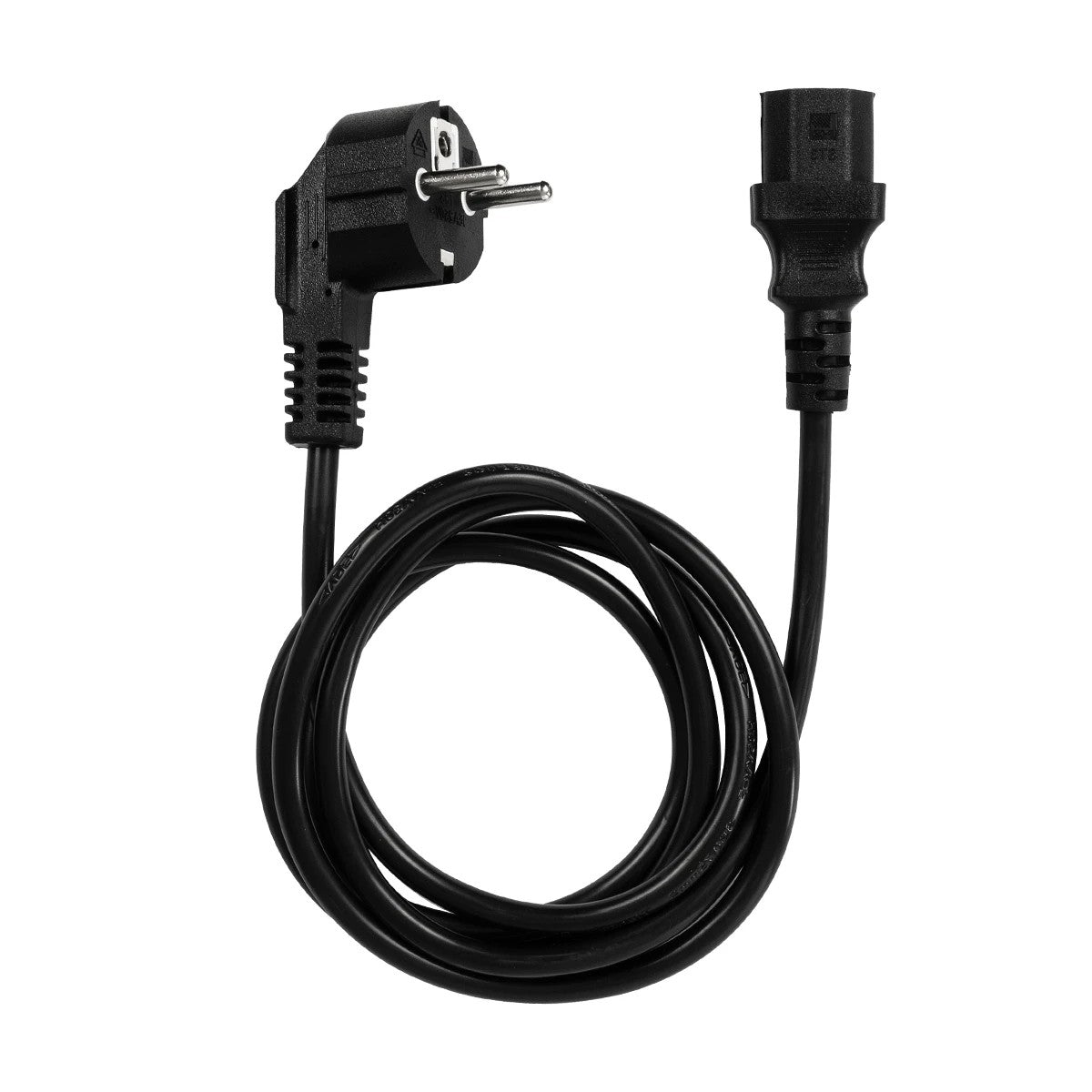 GLOBOSTAR® PLUGA 61498 Καλώδιο Τροφοδοσίας C13 με Πλάγια Πρίζα Schuko 250V 10A max 1.5m - 3*0.75mm2 - Μαύρο - Μ150 x Π3.6 x Υ3.6cm - ledmania.gr