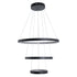 GloboStar® DIAMOND TRIO 61523-DECO Κρεμαστό Φωτιστικό Δαχτυλίδι-Κύκλος LED CCT 100W 11200lm 360° AC 220-240V - Εναλλαγή Φωτισμού μέσω Τηλεχειριστηρίου All In One Ψυχρό 6000k+Φυσικό 4500k+Θερμό 2700k Dimmable Φ25+40+60cm - Μαυρο - 3 Χρόνια Εγγύηση