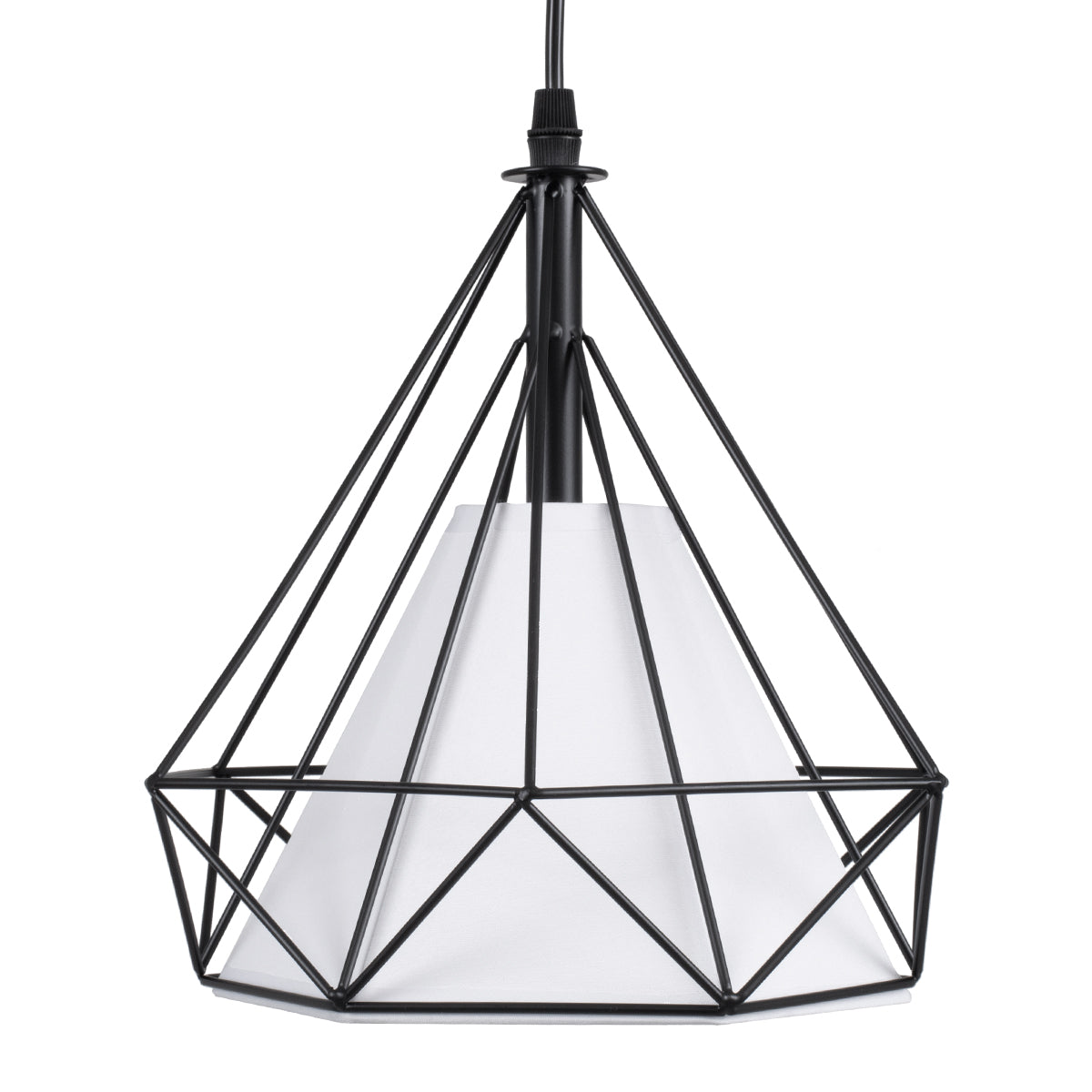 GloboStar® EIFFEL 61569 Vintage Κρεμαστό Φωτιστικό Ράγα Τρίφωτο 3 x E27 IP20 Μαύρο Μέταλλο με Λευκό Ύφασμα - Μ68 x Π25 x Υ130cm - ledmania.gr