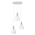 GloboStar® AVA 61573 Μοντέρνο Κρεμαστό Φωτιστικό Καμπάνα Τρίφωτο 3 x E27 IP20 Λευκό Μέταλλο με Μπεζ Ξύλο - Μ35 x Π35 x Υ130cm - ledmania.gr