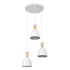 GloboStar® AVA 61573 Μοντέρνο Κρεμαστό Φωτιστικό Καμπάνα Τρίφωτο 3 x E27 IP20 Λευκό Μέταλλο με Μπεζ Ξύλο - Μ35 x Π35 x Υ130cm - ledmania.gr