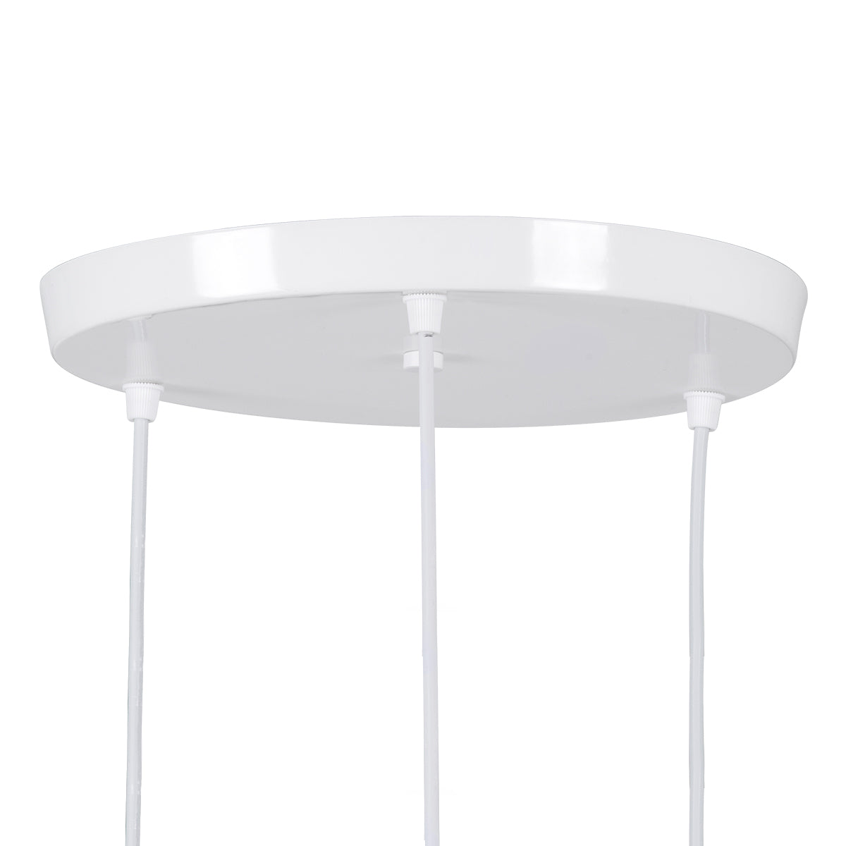 GloboStar® AVA 61573 Μοντέρνο Κρεμαστό Φωτιστικό Καμπάνα Τρίφωτο 3 x E27 IP20 Λευκό Μέταλλο με Μπεζ Ξύλο - Μ35 x Π35 x Υ130cm - ledmania.gr