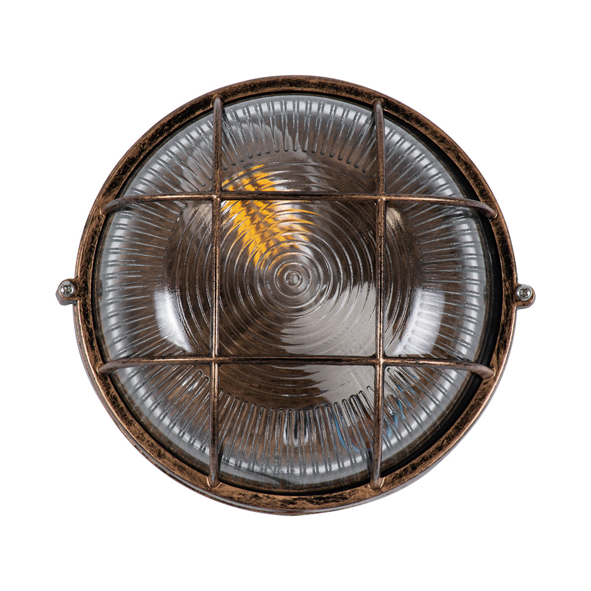 GLOBOSTAR® BOATLIGHT 61587 Vintage Φωτιστικό Καραβοχελώνα Τοίχου & Οροφής με Ντουί 1 x E27 120° AC 220-240V Αδιάβροχο IP65 - Μπρονζέ Εφέ Σκουριάς Ματ - Μ17.5 x Π17.5 x Υ9cm - ledmania.gr