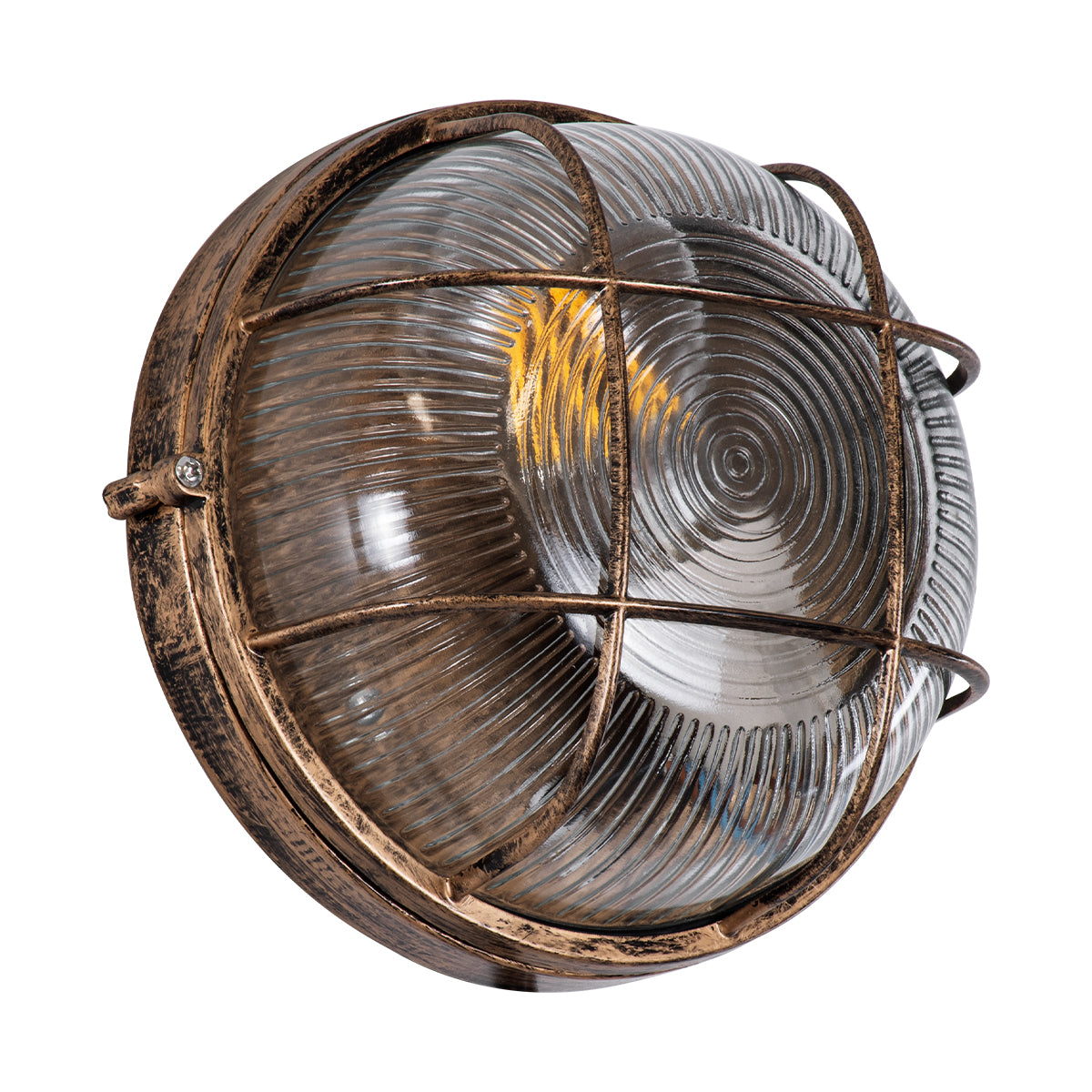 GLOBOSTAR® BOATLIGHT 61587 Vintage Φωτιστικό Καραβοχελώνα Τοίχου & Οροφής με Ντουί 1 x E27 120° AC 220-240V Αδιάβροχο IP65 - Μπρονζέ Εφέ Σκουριάς Ματ - Μ17.5 x Π17.5 x Υ9cm - ledmania.gr
