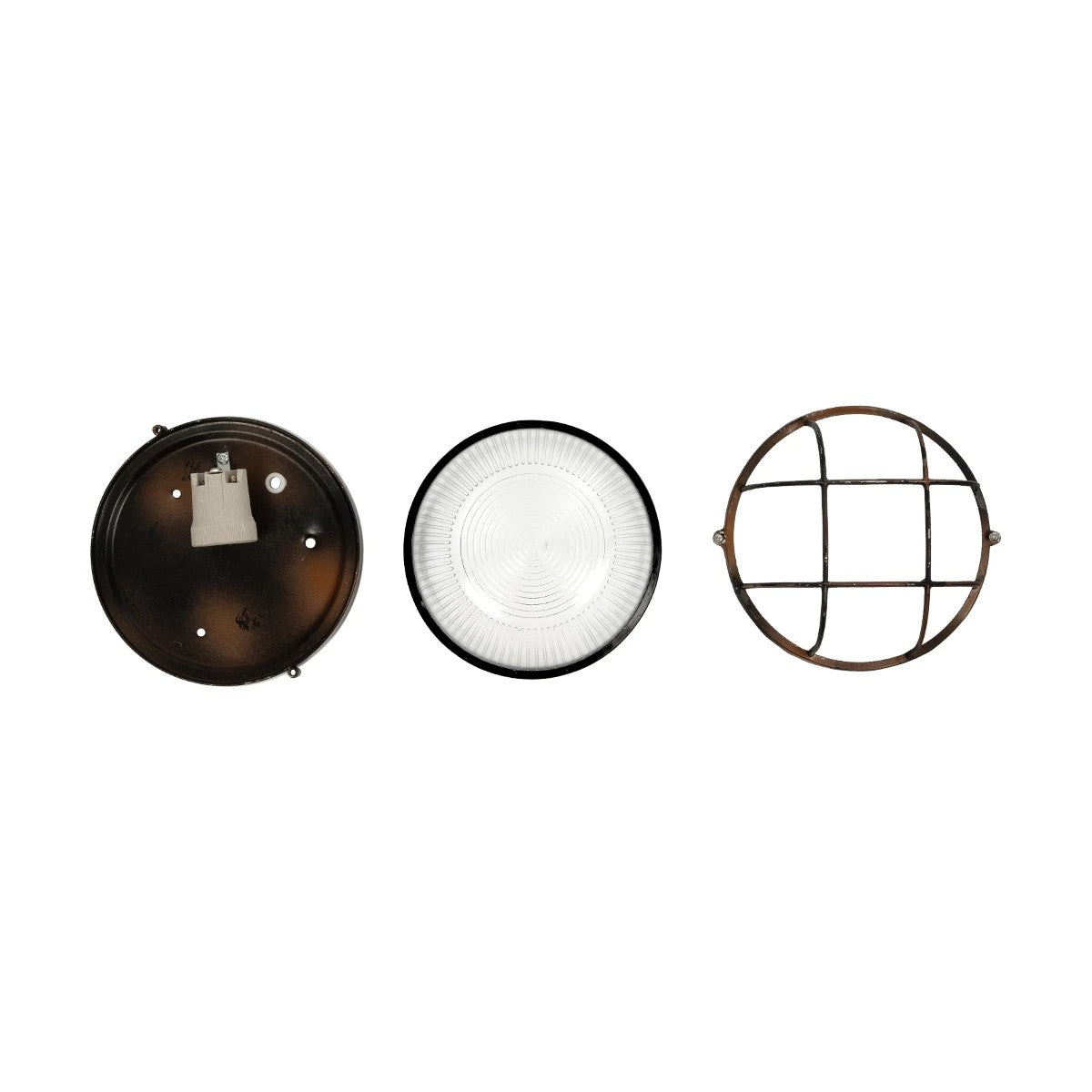 GLOBOSTAR® BOATLIGHT 61623 Vintage Φωτιστικό Καραβοχελώνα Τοίχου & Οροφής με Ντουί 1 x E27 AC 220-240V Αδιάβροχο IP65 - Χάλκινο Παλαιωμένο Εφέ Σκουριάς Ματ - Μ17.5 x Π17.5 x Υ9cm