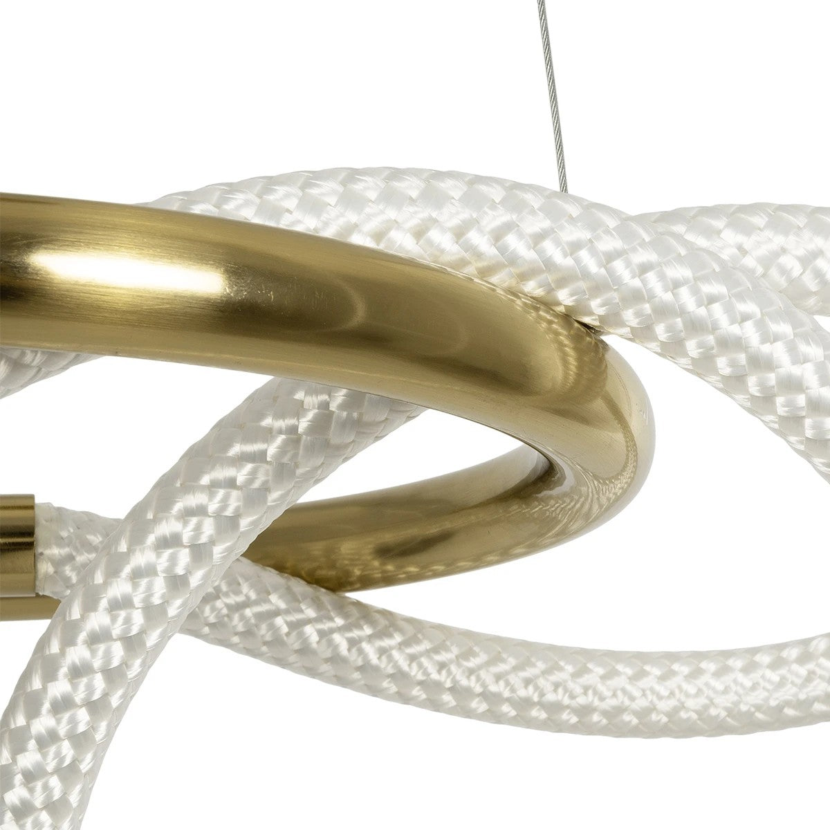 kelvo® GLOW 61657 Μοντέρνο Κρεμαστό Φωτιστικό Οροφής LED 30W 3000lm 360° AC 220-240V IP20 Ρυθμιζόμενο Λευκό CCT με Χειριστήριο από 2700K έως 6000K Dimmable - Lumileds SMD Chip - Χρυσό Πλατίνα & Λευκό Νήμα - Μ40 x Π40 x Υ35cm - 3 Χρόνια Εγγύηση - ledmania.gr