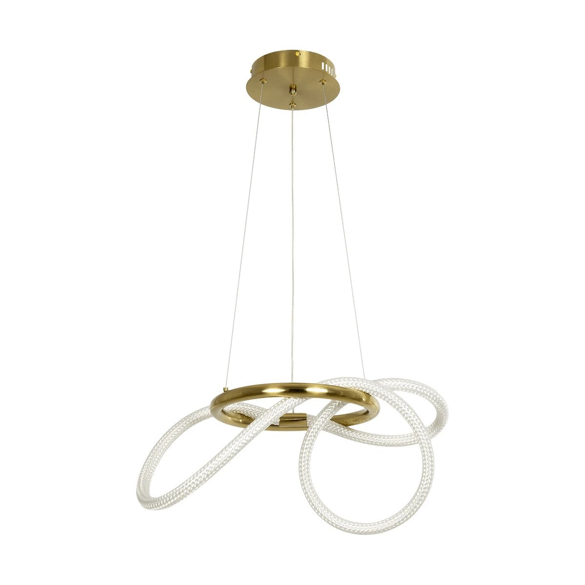 kelvo® GLOW 61657 Μοντέρνο Κρεμαστό Φωτιστικό Οροφής LED 30W 3000lm 360° AC 220-240V IP20 Ρυθμιζόμενο Λευκό CCT με Χειριστήριο από 2700K έως 6000K Dimmable - Lumileds SMD Chip - Χρυσό Πλατίνα & Λευκό Νήμα - Μ40 x Π40 x Υ35cm - 3 Χρόνια Εγγύηση - ledmania.gr