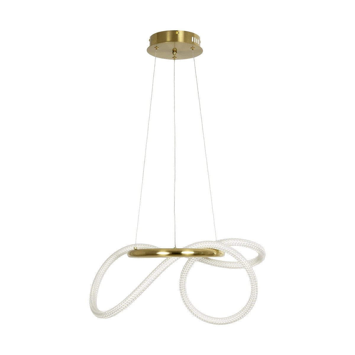 kelvo® GLOW 61657 Μοντέρνο Κρεμαστό Φωτιστικό Οροφής LED 30W 3000lm 360° AC 220-240V IP20 Ρυθμιζόμενο Λευκό CCT με Χειριστήριο από 2700K έως 6000K Dimmable - Lumileds SMD Chip - Χρυσό Πλατίνα & Λευκό Νήμα - Μ40 x Π40 x Υ35cm - 3 Χρόνια Εγγύηση - ledmania.gr