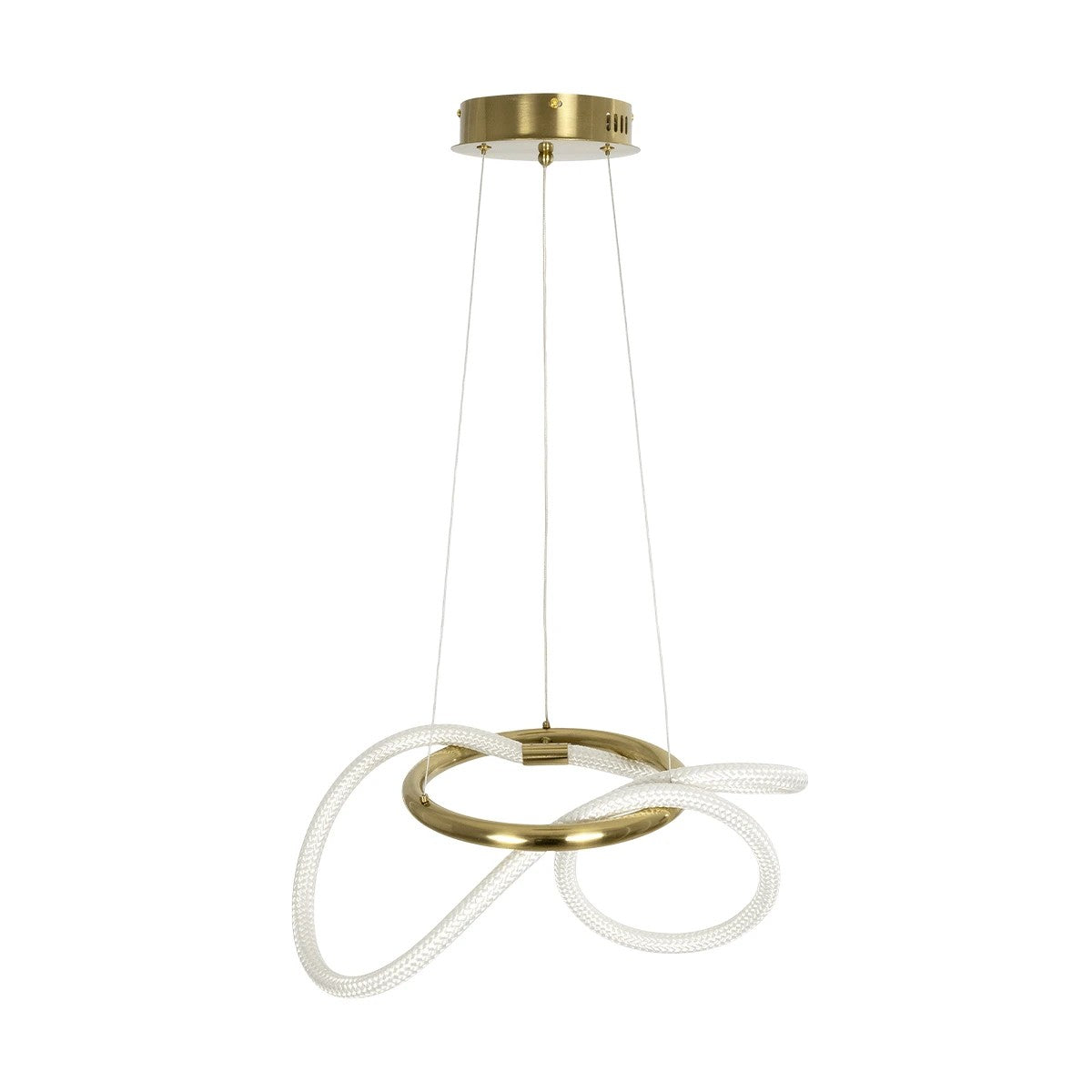 kelvo® GLOW 61657 Μοντέρνο Κρεμαστό Φωτιστικό Οροφής LED 30W 3000lm 360° AC 220-240V IP20 Ρυθμιζόμενο Λευκό CCT με Χειριστήριο από 2700K έως 6000K Dimmable - Lumileds SMD Chip - Χρυσό Πλατίνα & Λευκό Νήμα - Μ40 x Π40 x Υ35cm - 3 Χρόνια Εγγύηση - ledmania.gr