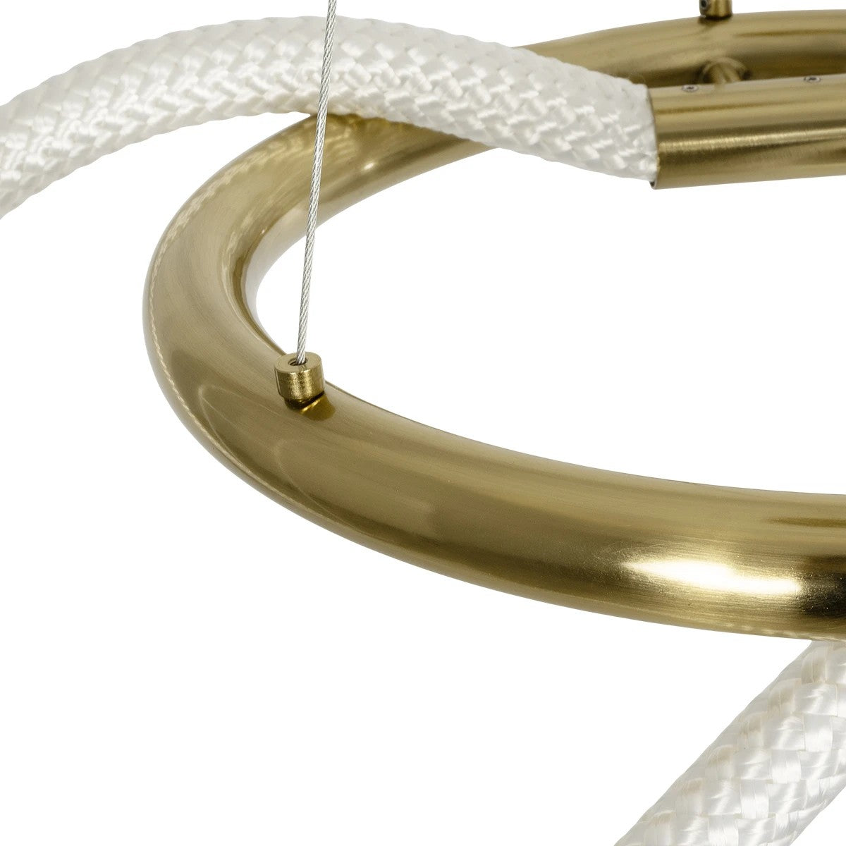 kelvo® GLOW 61657 Μοντέρνο Κρεμαστό Φωτιστικό Οροφής LED 30W 3000lm 360° AC 220-240V IP20 Ρυθμιζόμενο Λευκό CCT με Χειριστήριο από 2700K έως 6000K Dimmable - Lumileds SMD Chip - Χρυσό Πλατίνα & Λευκό Νήμα - Μ40 x Π40 x Υ35cm - 3 Χρόνια Εγγύηση - ledmania.gr