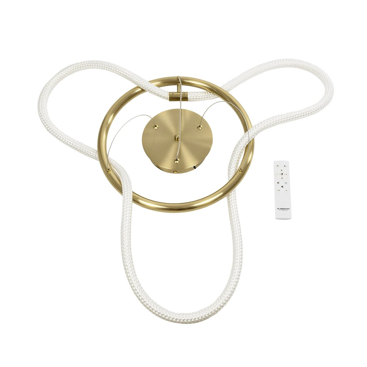 kelvo® GLOW 61658 Μοντέρνο Κρεμαστό Φωτιστικό Οροφής LED 36W 3600lm 360° AC 220-240V IP20 Ρυθμιζόμενο Λευκό CCT με Χειριστήριο από 2700K έως 6000K Dimmable - Lumileds SMD Chip - Χρυσό Πλατίνα & Λευκό Νήμα - Μ60 x Π60 x Υ45cm - 3 Χρόνια Εγγύηση - ledmania.gr