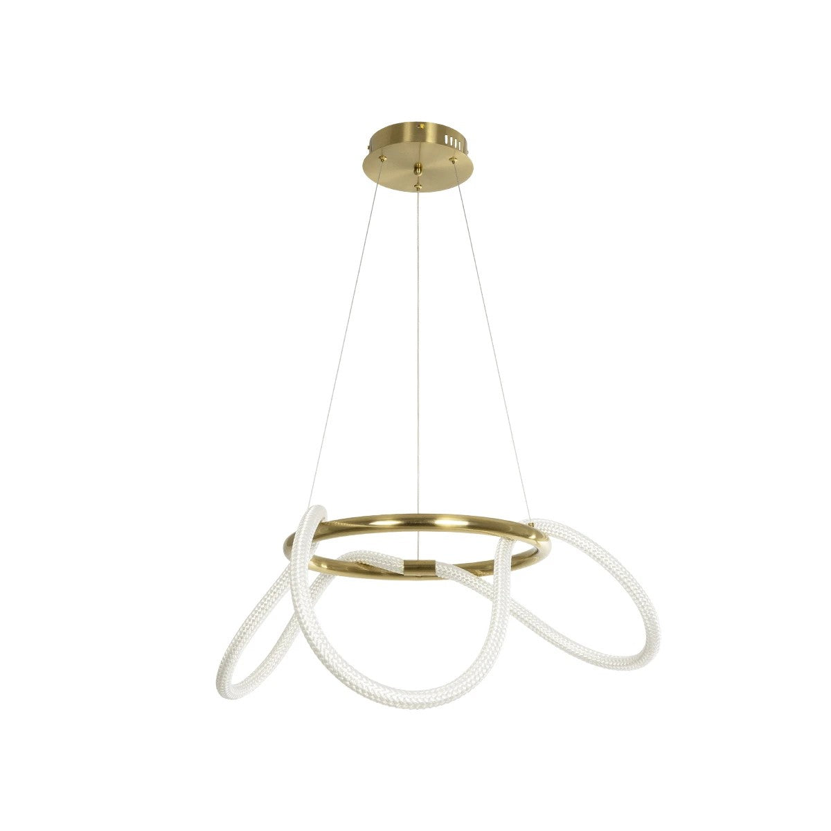 kelvo® GLOW 61658 Μοντέρνο Κρεμαστό Φωτιστικό Οροφής LED 36W 3600lm 360° AC 220-240V IP20 Ρυθμιζόμενο Λευκό CCT με Χειριστήριο από 2700K έως 6000K Dimmable - Lumileds SMD Chip - Χρυσό Πλατίνα & Λευκό Νήμα - Μ60 x Π60 x Υ45cm - 3 Χρόνια Εγγύηση - ledmania.gr