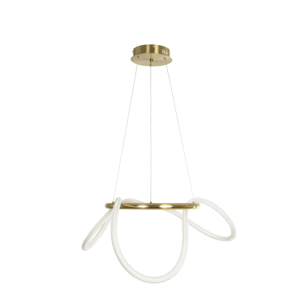 kelvo® GLOW 61658 Μοντέρνο Κρεμαστό Φωτιστικό Οροφής LED 36W 3600lm 360° AC 220-240V IP20 Ρυθμιζόμενο Λευκό CCT με Χειριστήριο από 2700K έως 6000K Dimmable - Lumileds SMD Chip - Χρυσό Πλατίνα & Λευκό Νήμα - Μ60 x Π60 x Υ45cm - 3 Χρόνια Εγγύηση - ledmania.gr