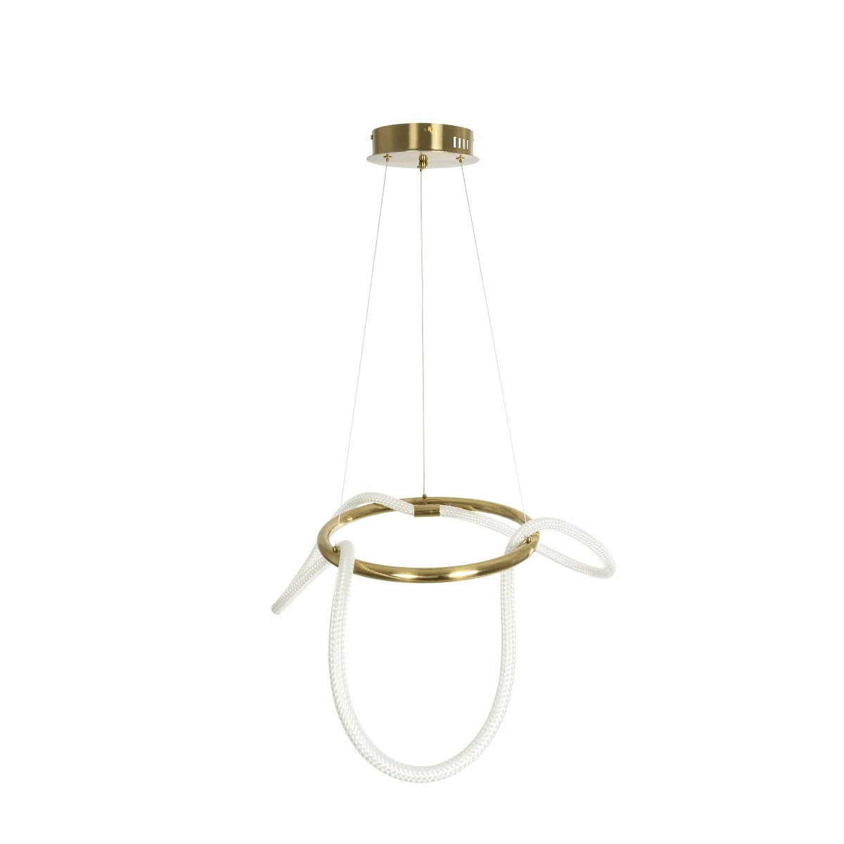 kelvo® GLOW 61658 Μοντέρνο Κρεμαστό Φωτιστικό Οροφής LED 36W 3600lm 360° AC 220-240V IP20 Ρυθμιζόμενο Λευκό CCT με Χειριστήριο από 2700K έως 6000K Dimmable - Lumileds SMD Chip - Χρυσό Πλατίνα & Λευκό Νήμα - Μ60 x Π60 x Υ45cm - 3 Χρόνια Εγγύηση - ledmania.gr