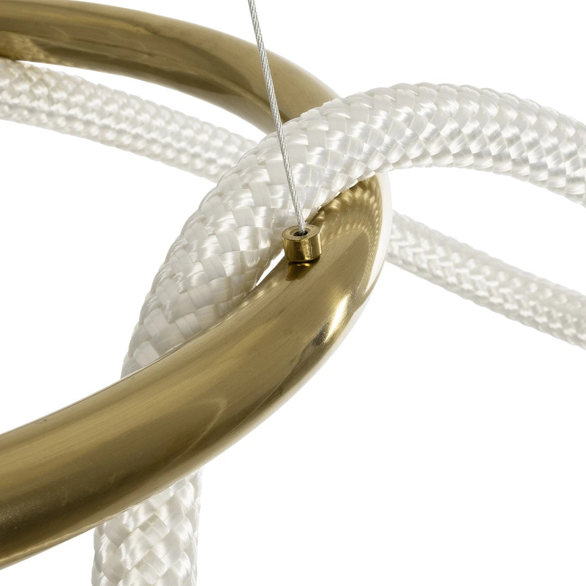 kelvo® GLOW 61658 Μοντέρνο Κρεμαστό Φωτιστικό Οροφής LED 36W 3600lm 360° AC 220-240V IP20 Ρυθμιζόμενο Λευκό CCT με Χειριστήριο από 2700K έως 6000K Dimmable - Lumileds SMD Chip - Χρυσό Πλατίνα & Λευκό Νήμα - Μ60 x Π60 x Υ45cm - 3 Χρόνια Εγγύηση - ledmania.gr