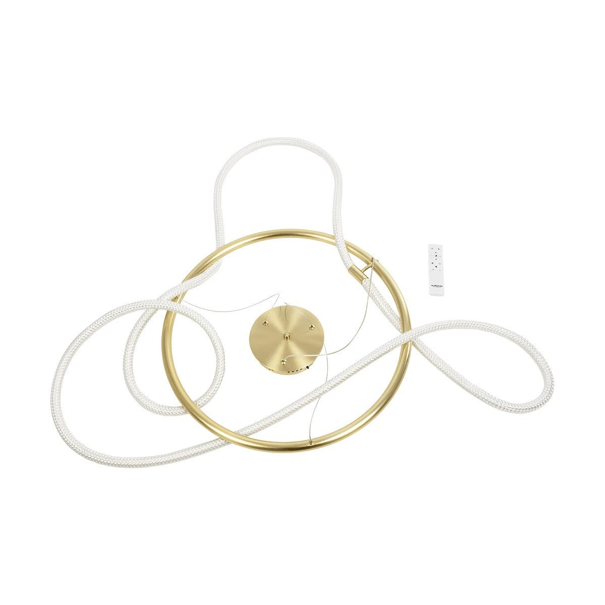 kelvo® GLOW 61659 Μοντέρνο Κρεμαστό Φωτιστικό Οροφής LED 58W 5800lm 360° AC 220-240V IP20 Ρυθμιζόμενο Λευκό CCT με Χειριστήριο από 2700K έως 6000K Dimmable - Lumileds SMD Chip - Χρυσό Πλατίνα & Λευκό Νήμα - Μ80 x Π80 x Υ60cm - 3 Χρόνια Εγγύηση - ledmania.gr