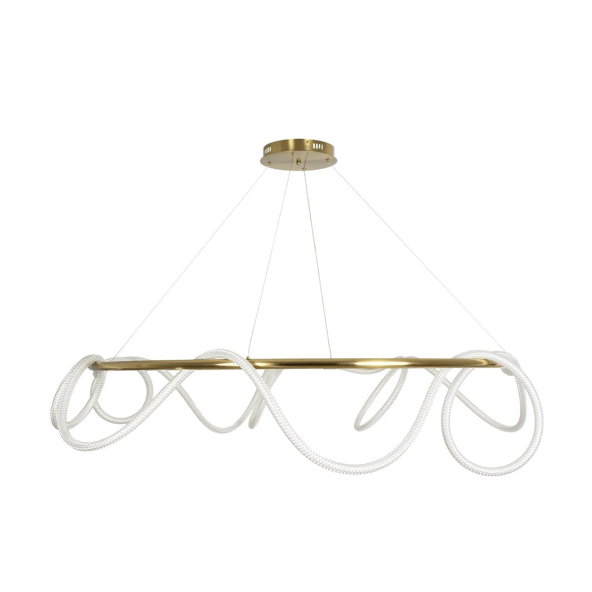 kelvo® GLOW 61661 Μοντέρνο Κρεμαστό Φωτιστικό Οροφής LED 100W 10000lm 360° AC 220-240V IP20 Ρυθμιζόμενο Λευκό CCT με Χειριστήριο από 2700K έως 6000K Dimmable - Lumileds SMD Chip - Χρυσό Πλατίνα & Λευκό Νήμα - Μ150 x Π150 x Υ100cm - 3 Χρόνια Εγγύηση - ledmania.gr