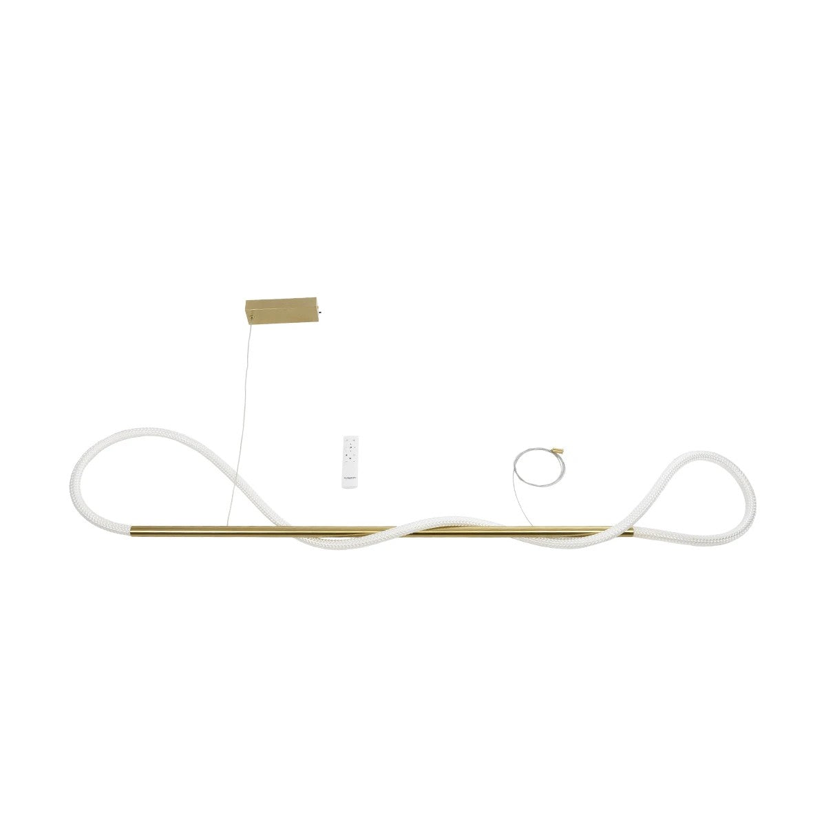 kelvo® GLOW 61662 Μοντέρνο Κρεμαστό Φωτιστικό Οροφής LED 34W 3400lm 360° AC 220-240V IP20 Ρυθμιζόμενο Λευκό CCT με Χειριστήριο από 2700K έως 6000K Dimmable - Lumileds SMD Chip - Χρυσό Πλατίνα & Λευκό Νήμα - Μ120 x Π35 x Υ50cm - 3 Χρόνια Εγγύηση - ledmania.gr