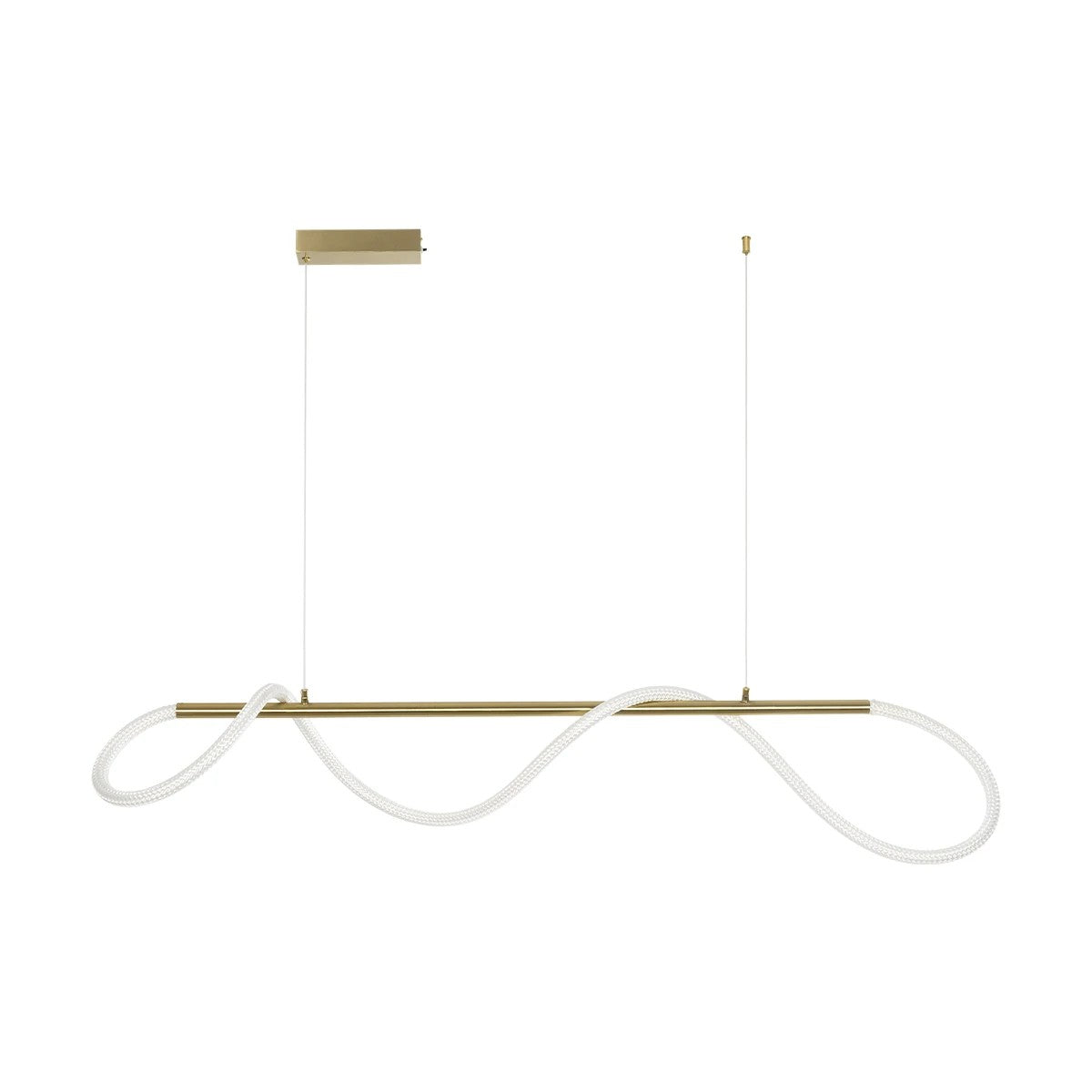 kelvo® GLOW 61662 Μοντέρνο Κρεμαστό Φωτιστικό Οροφής LED 34W 3400lm 360° AC 220-240V IP20 Ρυθμιζόμενο Λευκό CCT με Χειριστήριο από 2700K έως 6000K Dimmable - Lumileds SMD Chip - Χρυσό Πλατίνα & Λευκό Νήμα - Μ120 x Π35 x Υ50cm - 3 Χρόνια Εγγύηση - ledmania.gr