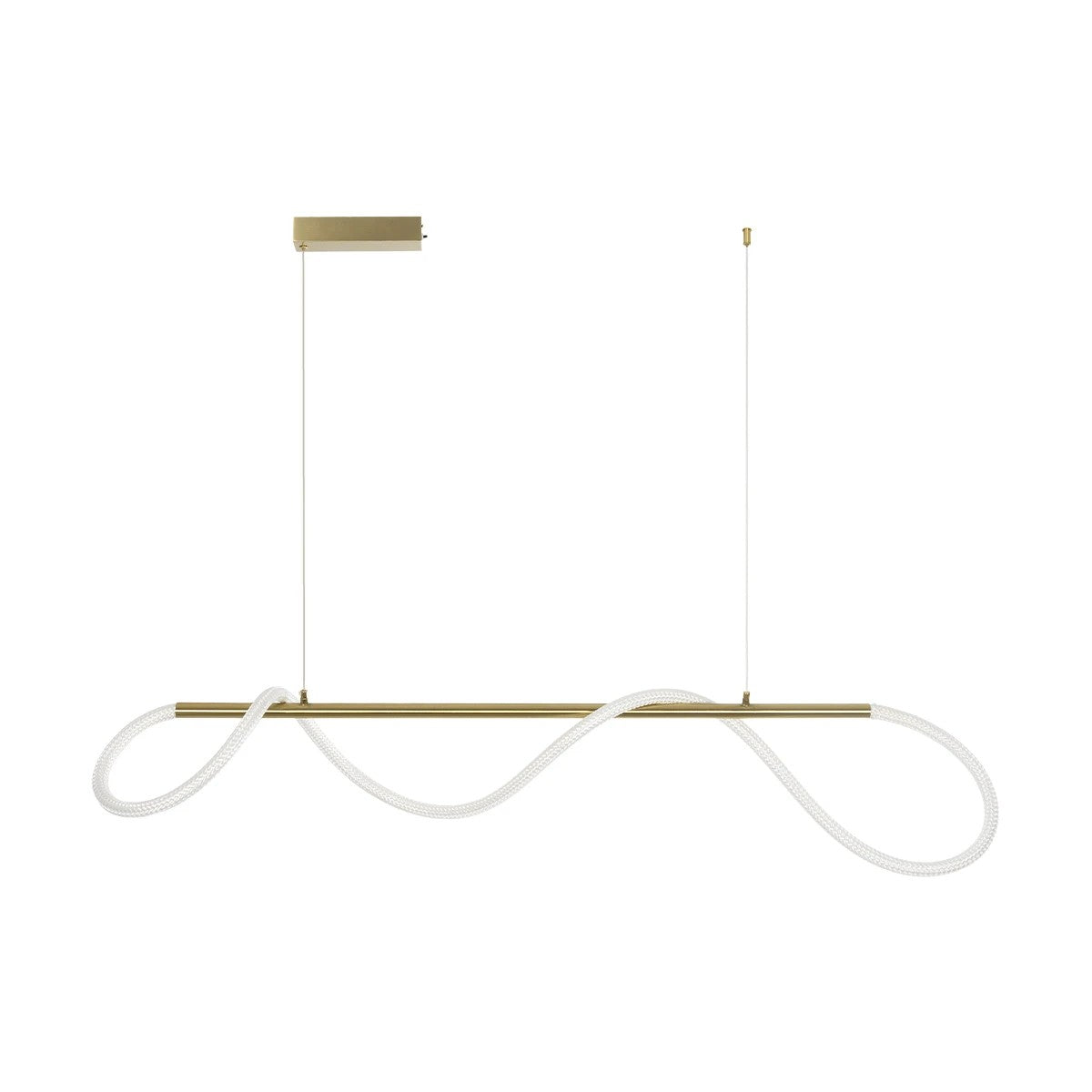 kelvo® GLOW 61662 Μοντέρνο Κρεμαστό Φωτιστικό Οροφής LED 34W 3400lm 360° AC 220-240V IP20 Ρυθμιζόμενο Λευκό CCT με Χειριστήριο από 2700K έως 6000K Dimmable - Lumileds SMD Chip - Χρυσό Πλατίνα & Λευκό Νήμα - Μ120 x Π35 x Υ50cm - 3 Χρόνια Εγγύηση - ledmania.gr