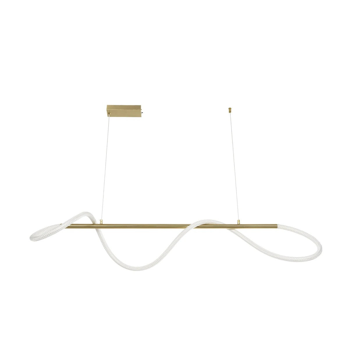 kelvo® GLOW 61662 Μοντέρνο Κρεμαστό Φωτιστικό Οροφής LED 34W 3400lm 360° AC 220-240V IP20 Ρυθμιζόμενο Λευκό CCT με Χειριστήριο από 2700K έως 6000K Dimmable - Lumileds SMD Chip - Χρυσό Πλατίνα & Λευκό Νήμα - Μ120 x Π35 x Υ50cm - 3 Χρόνια Εγγύηση - ledmania.gr