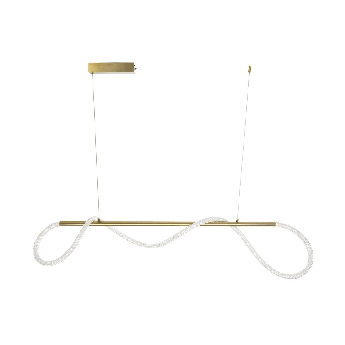 kelvo® GLOW 61662 Μοντέρνο Κρεμαστό Φωτιστικό Οροφής LED 34W 3400lm 360° AC 220-240V IP20 Ρυθμιζόμενο Λευκό CCT με Χειριστήριο από 2700K έως 6000K Dimmable - Lumileds SMD Chip - Χρυσό Πλατίνα & Λευκό Νήμα - Μ120 x Π35 x Υ50cm - 3 Χρόνια Εγγύηση - ledmania.gr