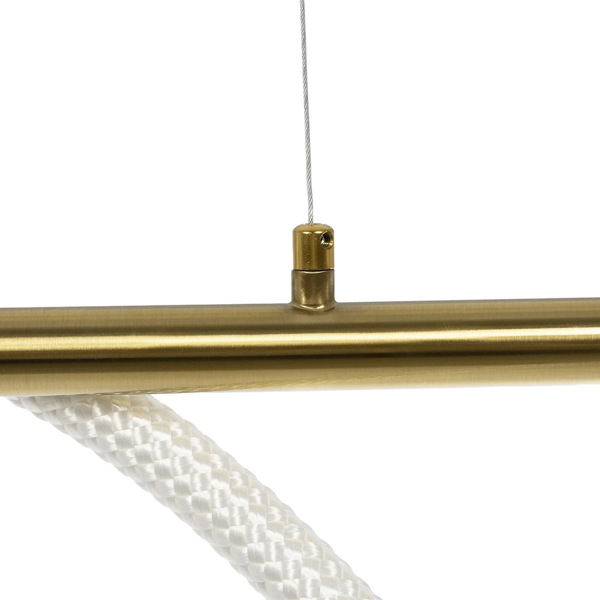 kelvo® GLOW 61662 Μοντέρνο Κρεμαστό Φωτιστικό Οροφής LED 34W 3400lm 360° AC 220-240V IP20 Ρυθμιζόμενο Λευκό CCT με Χειριστήριο από 2700K έως 6000K Dimmable - Lumileds SMD Chip - Χρυσό Πλατίνα & Λευκό Νήμα - Μ120 x Π35 x Υ50cm - 3 Χρόνια Εγγύηση - ledmania.gr