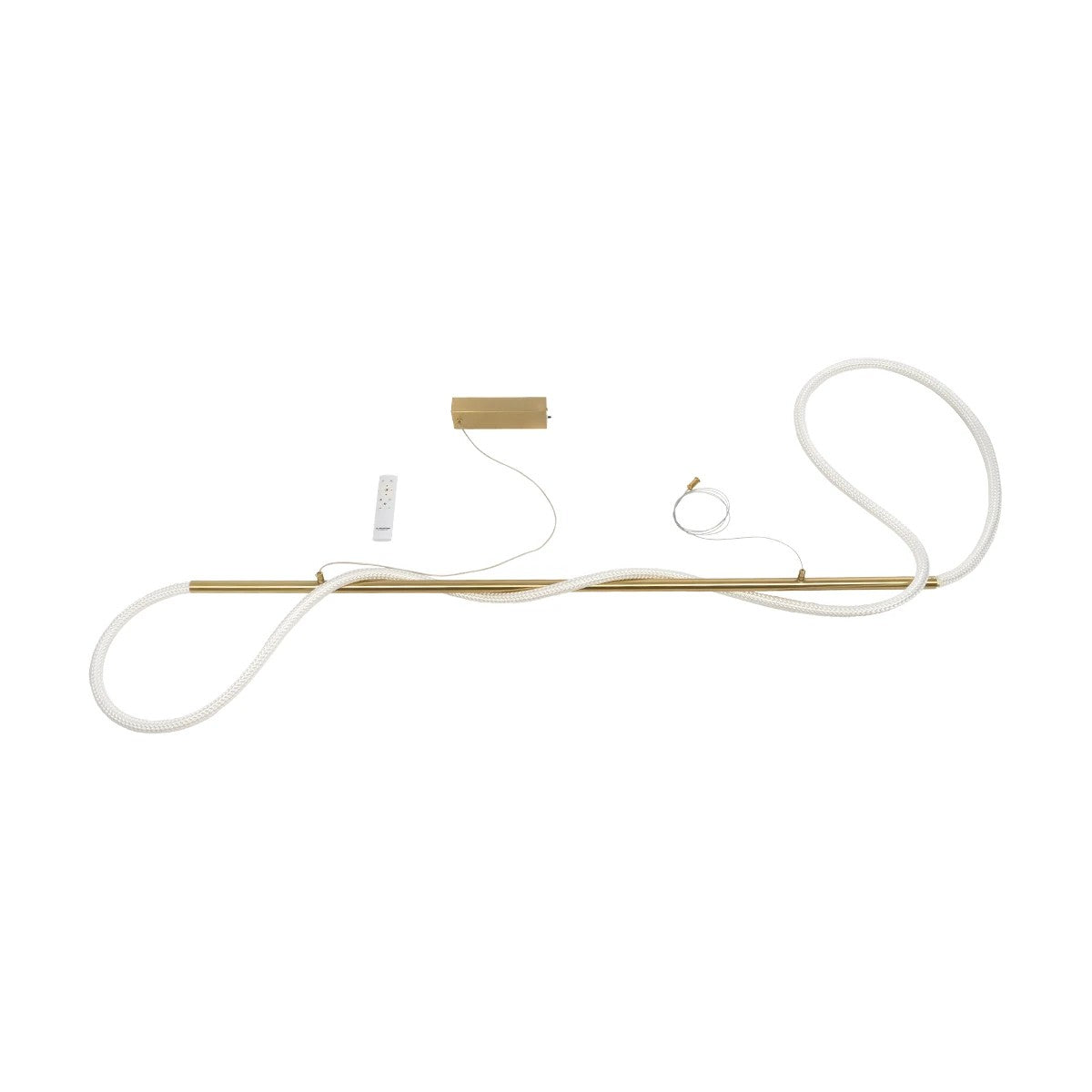 kelvo® GLOW 61663 Μοντέρνο Κρεμαστό Φωτιστικό Οροφής LED 45W 4500lm 360° AC 220-240V IP20 Ρυθμιζόμενο Λευκό CCT με Χειριστήριο από 2700K έως 6000K Dimmable - Lumileds SMD Chip - Χρυσό Πλατίνα & Λευκό Νήμα - Μ150 x Π35 x Υ50cm - 3 Χρόνια Εγγύηση - ledmania.gr