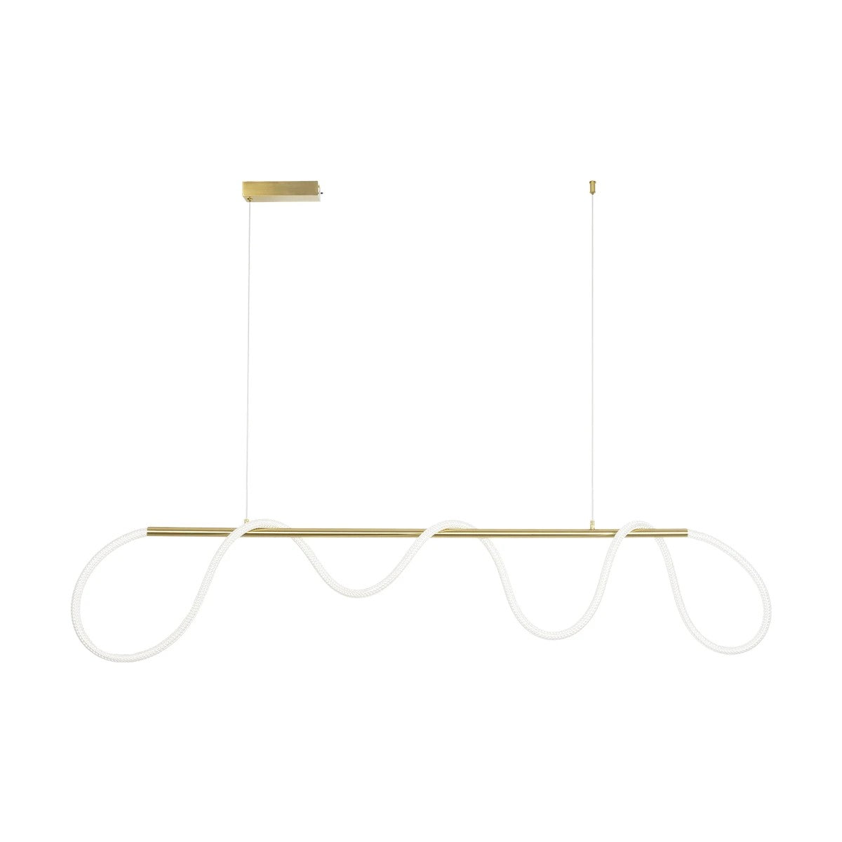 kelvo® GLOW 61663 Μοντέρνο Κρεμαστό Φωτιστικό Οροφής LED 45W 4500lm 360° AC 220-240V IP20 Ρυθμιζόμενο Λευκό CCT με Χειριστήριο από 2700K έως 6000K Dimmable - Lumileds SMD Chip - Χρυσό Πλατίνα & Λευκό Νήμα - Μ150 x Π35 x Υ50cm - 3 Χρόνια Εγγύηση - ledmania.gr