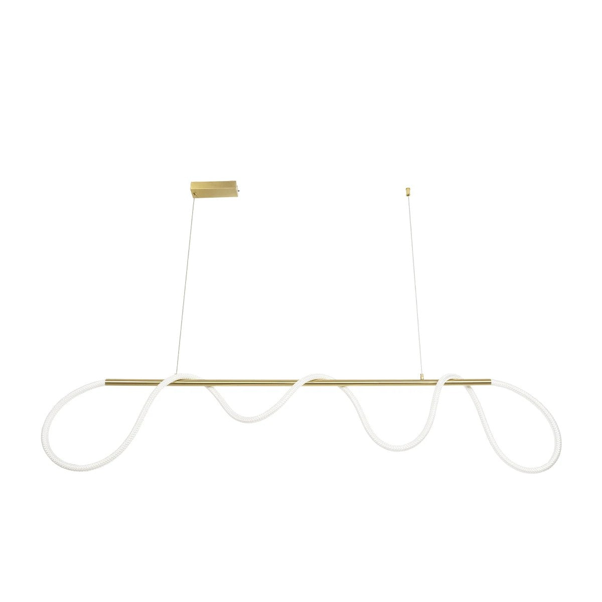 kelvo® GLOW 61663 Μοντέρνο Κρεμαστό Φωτιστικό Οροφής LED 45W 4500lm 360° AC 220-240V IP20 Ρυθμιζόμενο Λευκό CCT με Χειριστήριο από 2700K έως 6000K Dimmable - Lumileds SMD Chip - Χρυσό Πλατίνα & Λευκό Νήμα - Μ150 x Π35 x Υ50cm - 3 Χρόνια Εγγύηση - ledmania.gr