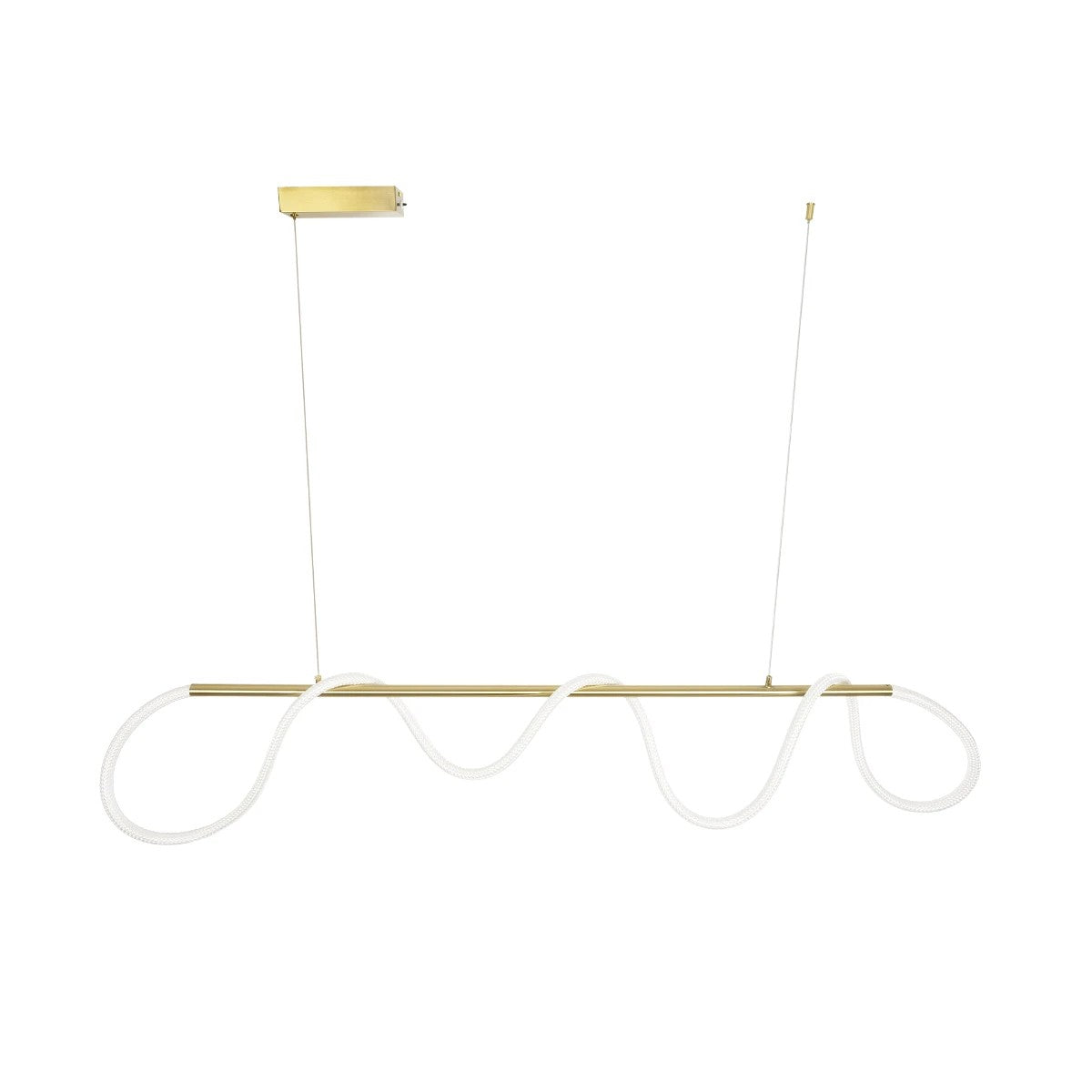 kelvo® GLOW 61663 Μοντέρνο Κρεμαστό Φωτιστικό Οροφής LED 45W 4500lm 360° AC 220-240V IP20 Ρυθμιζόμενο Λευκό CCT με Χειριστήριο από 2700K έως 6000K Dimmable - Lumileds SMD Chip - Χρυσό Πλατίνα & Λευκό Νήμα - Μ150 x Π35 x Υ50cm - 3 Χρόνια Εγγύηση - ledmania.gr