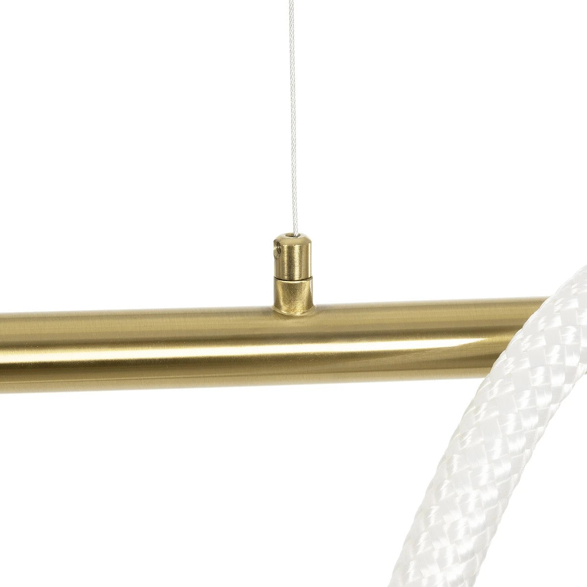 kelvo® GLOW 61663 Μοντέρνο Κρεμαστό Φωτιστικό Οροφής LED 45W 4500lm 360° AC 220-240V IP20 Ρυθμιζόμενο Λευκό CCT με Χειριστήριο από 2700K έως 6000K Dimmable - Lumileds SMD Chip - Χρυσό Πλατίνα & Λευκό Νήμα - Μ150 x Π35 x Υ50cm - 3 Χρόνια Εγγύηση - ledmania.gr