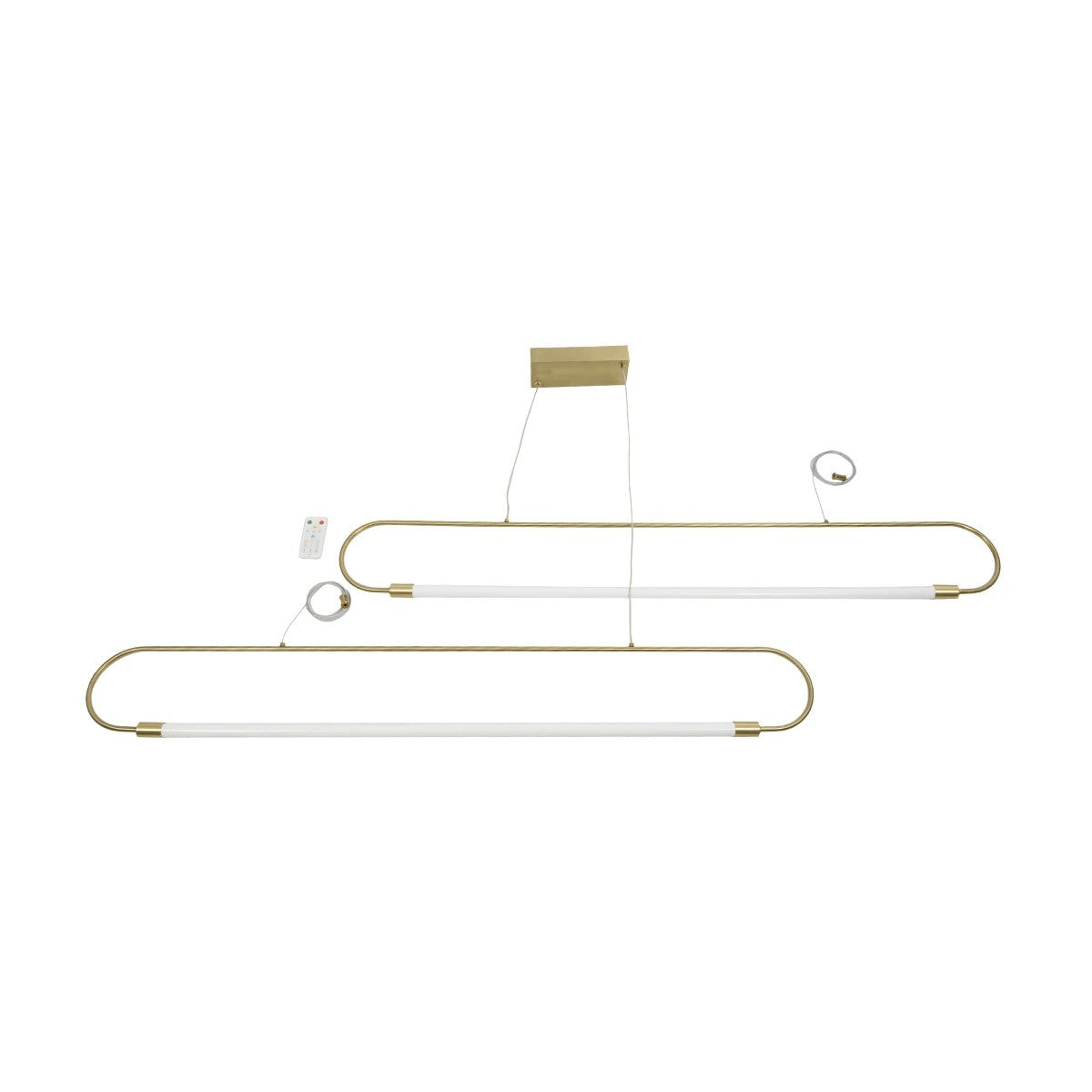 kelvo® GLOW 61665 Μοντέρνο Κρεμαστό Φωτιστικό Οροφής LED 28W 2800lm 360° AC 220-240V IP20 Ρυθμιζόμενο Λευκό CCT με Χειριστήριο από 2700K έως 6000K Dimmable - Lumileds SMD Chip - Χρυσό Πλατίνα & Λευκό Νήμα - Μ160 x Π3 x Υ25cm - 3 Χρόνια Εγγύηση - ledmania.gr